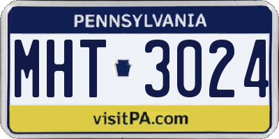 PA license plate MHT3024