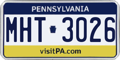 PA license plate MHT3026
