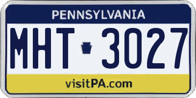 PA license plate MHT3027