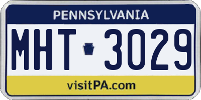 PA license plate MHT3029
