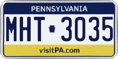 PA license plate MHT3035