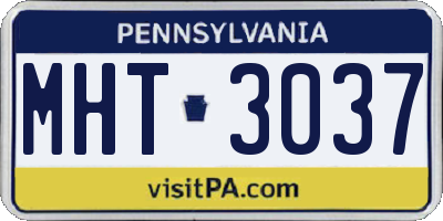 PA license plate MHT3037