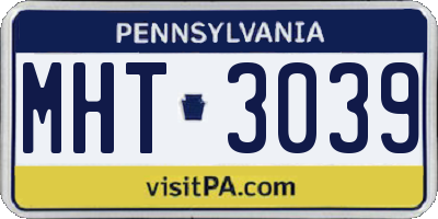PA license plate MHT3039