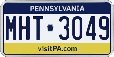 PA license plate MHT3049