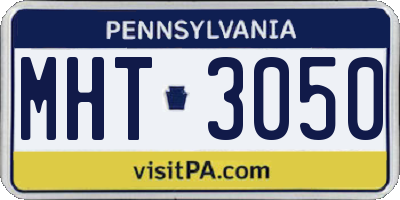 PA license plate MHT3050