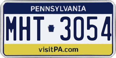 PA license plate MHT3054