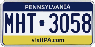 PA license plate MHT3058