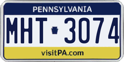 PA license plate MHT3074