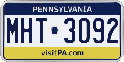 PA license plate MHT3092