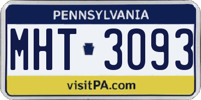 PA license plate MHT3093