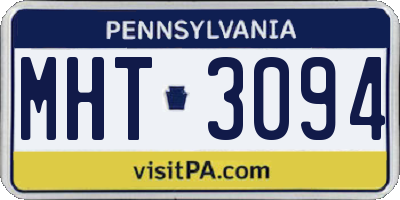 PA license plate MHT3094