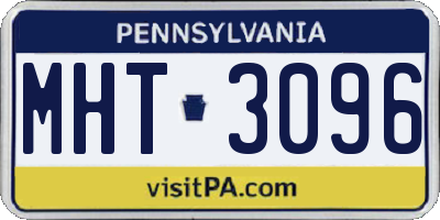 PA license plate MHT3096