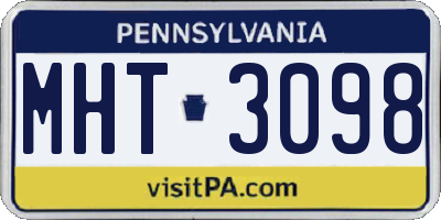 PA license plate MHT3098