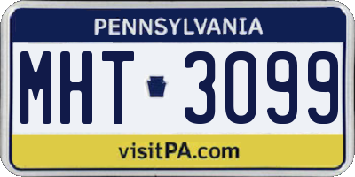 PA license plate MHT3099