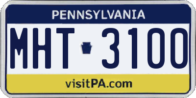 PA license plate MHT3100