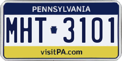 PA license plate MHT3101