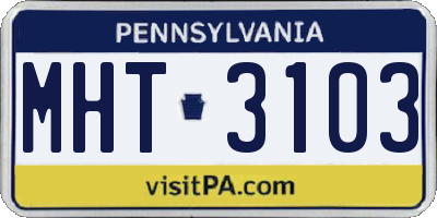 PA license plate MHT3103