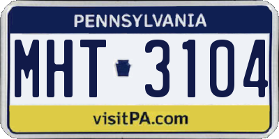 PA license plate MHT3104