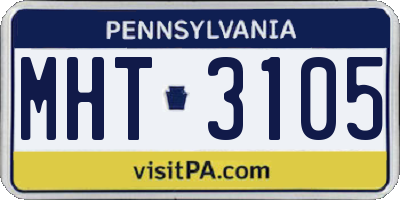 PA license plate MHT3105
