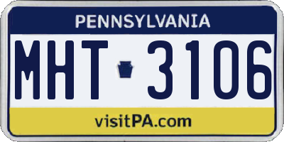 PA license plate MHT3106