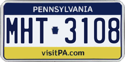 PA license plate MHT3108