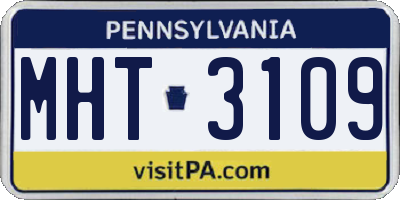 PA license plate MHT3109