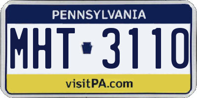 PA license plate MHT3110