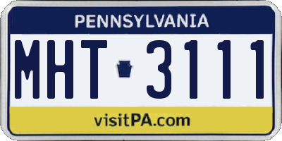 PA license plate MHT3111
