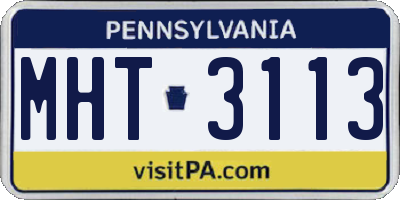 PA license plate MHT3113