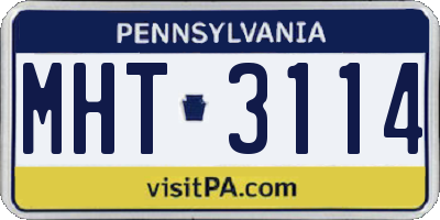 PA license plate MHT3114