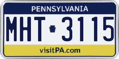 PA license plate MHT3115