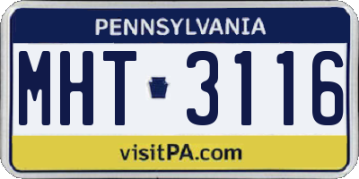 PA license plate MHT3116