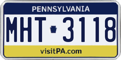 PA license plate MHT3118