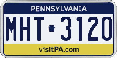 PA license plate MHT3120