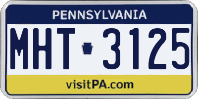 PA license plate MHT3125