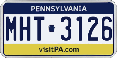 PA license plate MHT3126