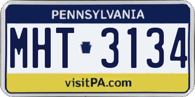 PA license plate MHT3134