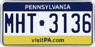PA license plate MHT3136