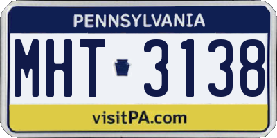 PA license plate MHT3138