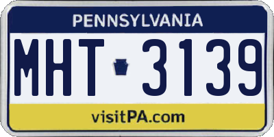 PA license plate MHT3139