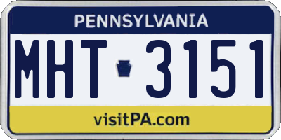 PA license plate MHT3151