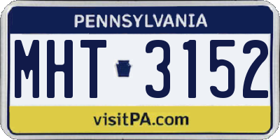 PA license plate MHT3152