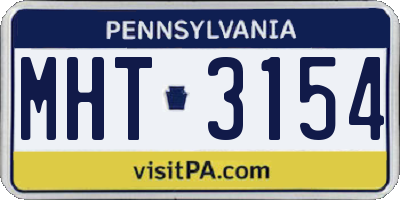PA license plate MHT3154