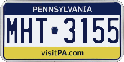 PA license plate MHT3155