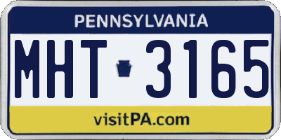 PA license plate MHT3165