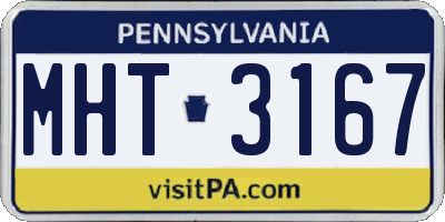 PA license plate MHT3167