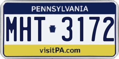 PA license plate MHT3172