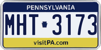 PA license plate MHT3173