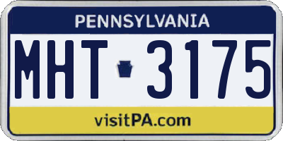 PA license plate MHT3175
