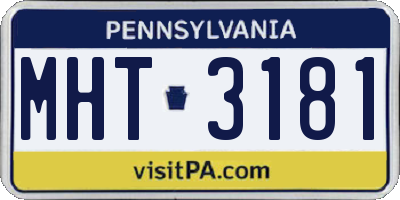 PA license plate MHT3181